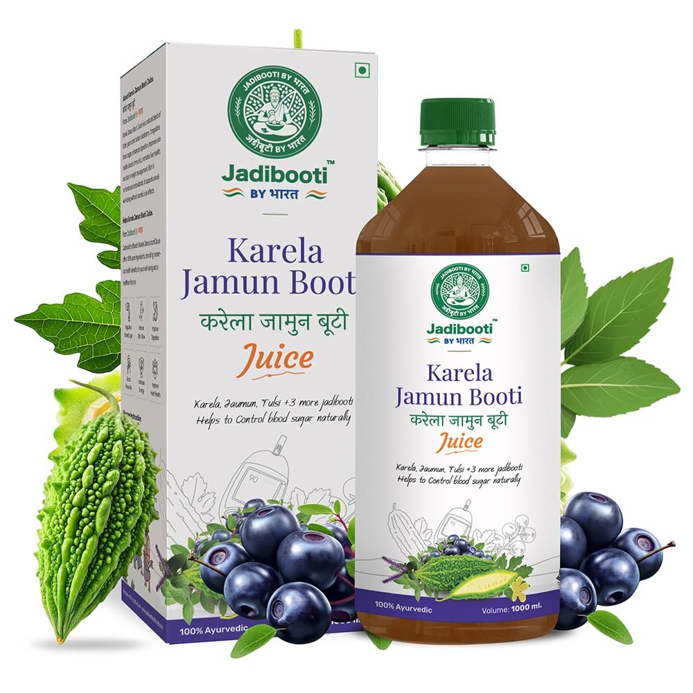 Karela Jamun Booti from Jadibooti By Bharat - Your Trusted Diabetes Solution | 100% Ayurvedic with Karela, Jamun, +2 more jadibooti | 100% Effective, 1 Liter Pack.