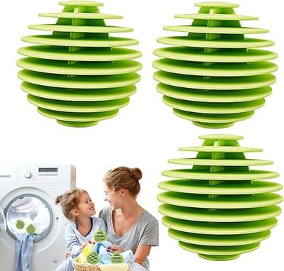 KNB SELLING (3Pieces) Laundry Balls for Dryer, Scrubber Balls, Pack of 3 Washing Balls, Efficient Laundry Washing Balls Against Tangles, Anti-Static Laundry Balls for Washing Machine-Multicolor