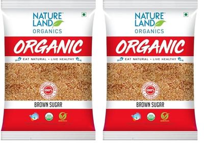 Natureland Organics Brown Sugar 1 Kg - Organic Sugar (Pack of 2)