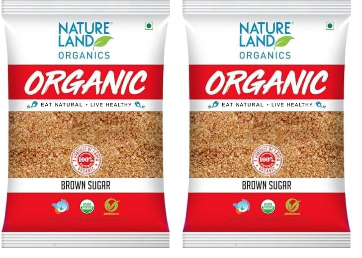 Natureland Organics Brown Sugar 1 Kg - Organic Sugar (Pack of 2)