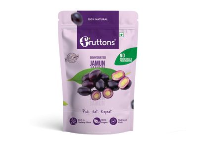 Fruttons Dehydrated Jamun | Natural Dried Jamun | No Added Sugar | Healthy Diabetic-Friendly Snack | Rich in Dietary Fibre | No Preservatives (50g | Single Pack)
