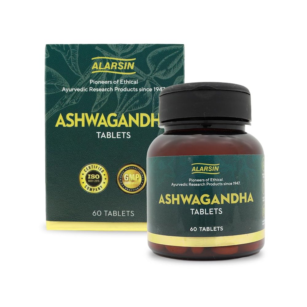 Alarsin Ashwagandha Tablets (60) | Herbal Supplement, Energy Boosting, Stress Relief, Adult Unisex Use