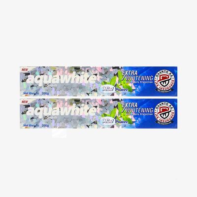 Aquawhite Extra whitening toothpaste with cavity protection 200g, pack of 2