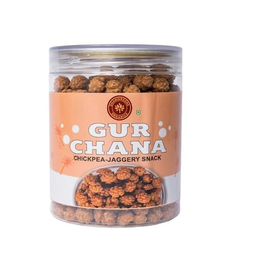 Dhanigreens Organics Gur Chana 150gm(Pack of 1), Jaggery Coated Chana | Crispy Gud Chanas, Snack Shots | Roasted Chickpeas with Natural Taste | Cholesterol & Gluten Free, Delicious & Healthy Snacks