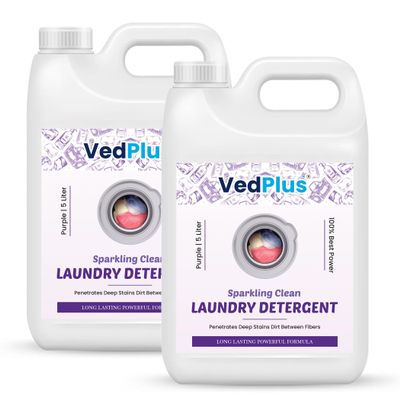 VedPlus 5L Laundry Liquid Detergent | Advanced Sparkling Clean Formula | Deep Stain Removal & Dirt Penetration | Long-Lasting Freshness | Effective For All Fabric Types (Pack Of 2)
