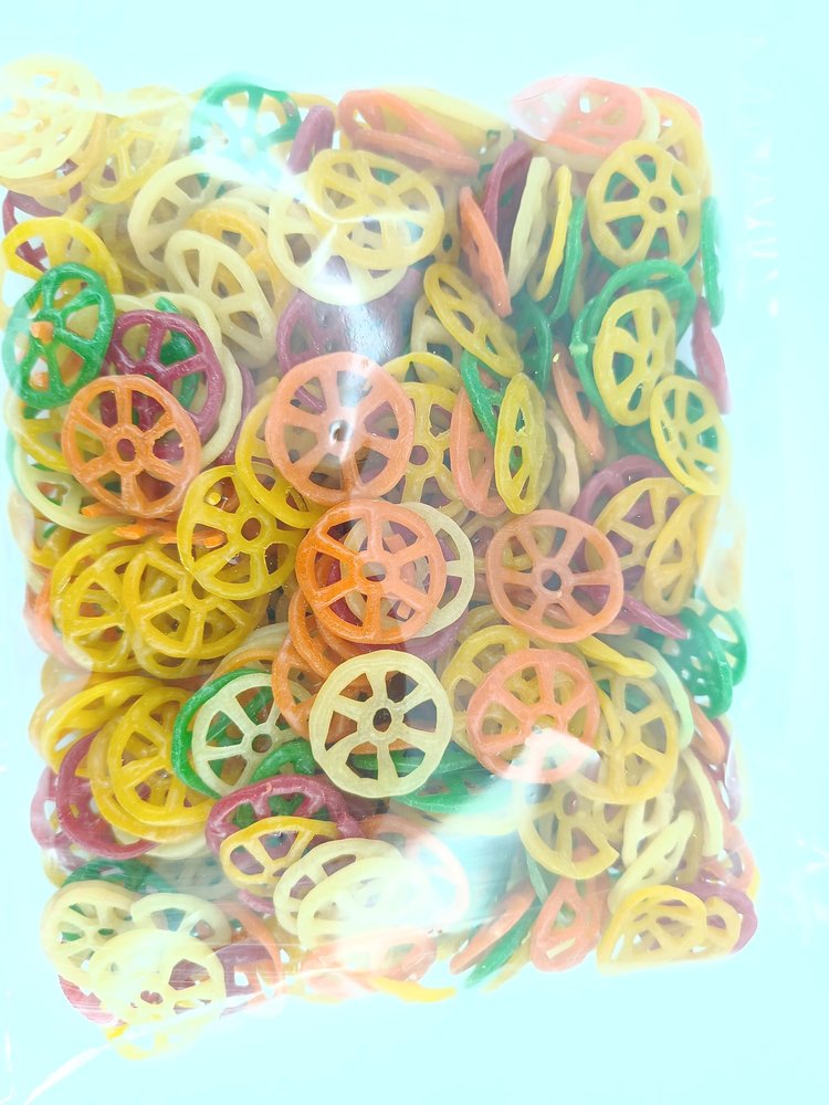 advancedestore Colorful Wheel Mix Fryums, Flower Papad, Ready-to-Fry Papad Snacks, Flower Fryums - 400g (Full Size)