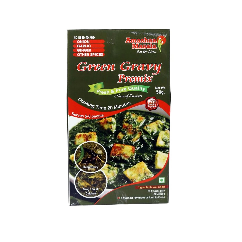 Amashaa Masala Green Gravy Premix - 250gm | Green Gravy | Ready To Cook | Sabzi Premix | Easy cooking | Palak Paneer Gravy | Palak Paneer | saag premix
