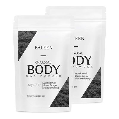 BALEEN Bikini Wax Powder Women with Charcoal 120 Gm (Pack Of 2) | Painless Herbal Hair Removal Powder for women Bikini Area, Legs, Hands & Underarms with No Harmful Chemicals, No Irritation