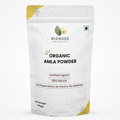 Bionode Organics Certified Organic Amla Powder Rich in Vitamin C | Antioxidant Support | Enhances | No Chemicals or Preservatives | 100g x 2 Pack