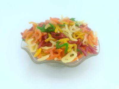 advancedestore Learning Alphabet Snack/Tasty Papad Fryums Ready to Fry 450 Grams/Multi Coloured Alphabet Snacks - Multi Coloured Fryums - Raw - Vadiyalu-400g