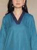 LetsDressUp Teal CottonSlub V-Neck Top for Women | XS to 8XL | Plus Size Tops for Women | Stylish Ethnic Tops | Printed Tops | Casual & Office Wear | view 3