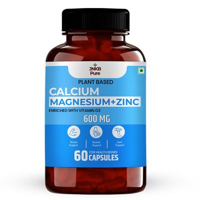 Calcium Magnesium Zinc Tablets with Vitamin D3 & K2 for Men & Women, Supports Bone Strength, Joint Health & Immunity- Pack of 1-60 Capsules