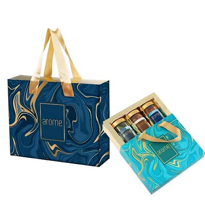 Arome 3 Quarter Fluid Dry Fruit Gift Box A Perfect Blend of Honey Caramel Almonds, Pudhina Cashews, and Sweet-Sour Raisins Perfect for Snacking (Blue)