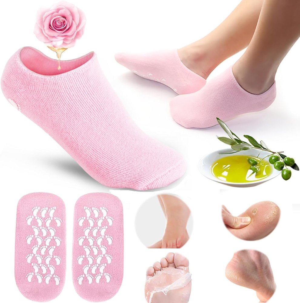 ABTER-Anti Crack Half-LengthSPA GEL SOCKS Foot Protector Moisturizing Socks for Men & Women Heel Pain Relief Crack Repair, Natural Oil & Vitamin E Gel Socks Foot-Care for Dry Cracked Feet- Multicolour (MULTICOLOUR, FREE SIZE)