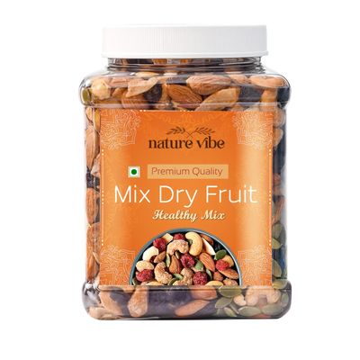 Nature Viibe Premium Healthy Nutmix,Cashew, Almond,Green Raisin,Black Raisin, Dates,Healthy Gift Hamper for Every Occasion,Fresh and Healthy Dry Fruits Snacks (1 Kg)