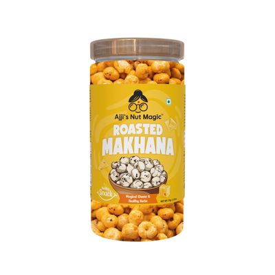 Ajji's Nut Magic Roasted Makhana Magical Cheese & Healthy Herbs | Flavored Healthy & Crunchy Snacks | Puffed Kernels Fresh Fox Nuts, Ready to Eat | Roasted Flavored Makhana Mix lotus seeds | Savory Snack, Crunchy & Flavorful (Pack of 1)-70g