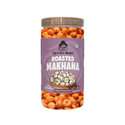 Ajji's Nut Magic Roasted Makhana Chatpata Masala Munch | Flavored Healthy & Crunchy Snacks | Puffed Kernels Fresh Fox Nuts, Ready to Eat | Roasted Flavored Makhana Mix lotus seeds | Savory Snack, Crunchy & Flavorful (Pack of 1)-70g