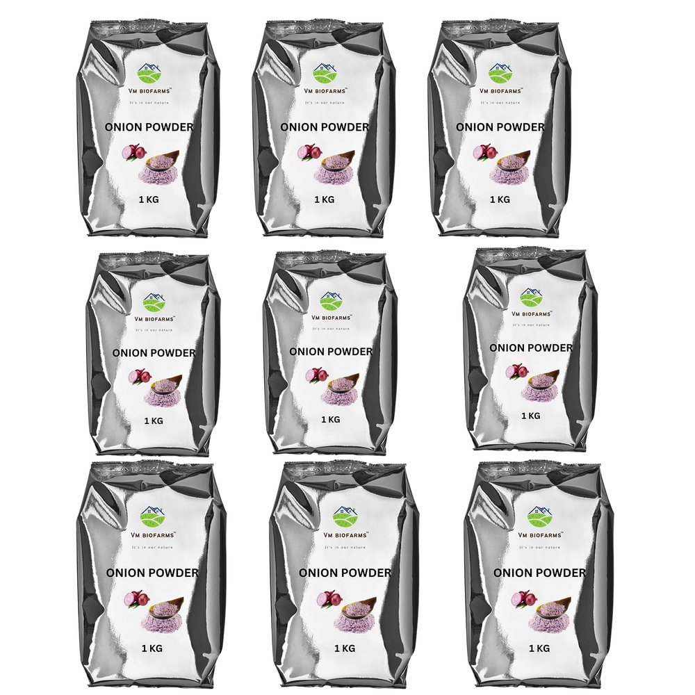 VM Biofarms Onion Powder | All-Natural Dehydrated Onion Powder for Cooking, Seasoning & Flavor Enhancement | Pack of 9x1KG Each