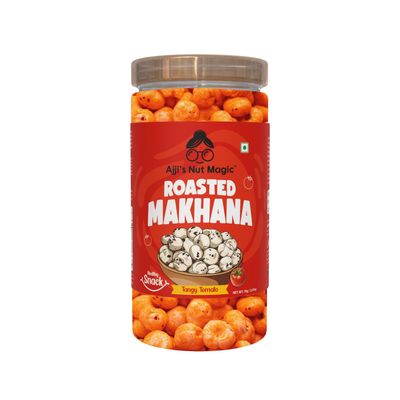 Ajji's Nut Magic Roasted Makhana Tangy Tomato | Flavored Healthy & Crunchy Snacks | Puffed Kernels Fresh Fox Nuts, Ready to Eat | Roasted Flavored Makhana Mix lotus seeds | Savory Snack, Crunchy & Flavorful (Pack of 1)-70g