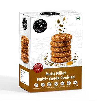 THE DOUGH CORNER Multi Millet Multi Seed Cookies | High Protein,Gluten-Free,Sweetened with Jaggery | No Maida, No Palm Oil, No Refined Sugar | Power-Packed Seeds | Guilt-Free Snack for All Ages-200Gm