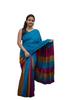 Pure Slub Cotton Color Block Saree for Women with Blouse Piece|Soft Lightweight Daily&Office Wear Saree|Contrast Design,Skin-Friendly Fabric, Ideal for Casual (Brown,Deep Pink,Aqua Blue) view 1