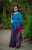 Pure Slub Cotton Color Block Saree for Women with Blouse Piece|Soft Lightweight Daily&Office Wear Saree|Contrast Design,Skin-Friendly Fabric, Ideal for Casual (Brown,Deep Pink,Aqua Blue) view 2