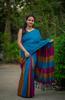 Pure Slub Cotton Color Block Saree for Women with Blouse Piece|Soft Lightweight Daily&Office Wear Saree|Contrast Design,Skin-Friendly Fabric, Ideal for Casual (Brown,Deep Pink,Aqua Blue) view 3