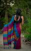 Pure Slub Cotton Color Block Saree for Women with Blouse Piece|Soft Lightweight Daily&Office Wear Saree|Contrast Design,Skin-Friendly Fabric, Ideal for Casual (Brown,Deep Pink,Aqua Blue) view 4