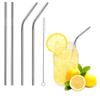 EPICK Reusable Stainless Steel Straws for Drinking with Brushes 8.5 Inches BPA-Free Metal, Thick, Long (2 Bent + 2 Straight +1 Brush) view 1