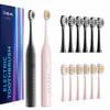 CindyLary 2 Pack Electric Toothbrush Set, Comes with 12 Brush Heads & 2 Electric Toothbrush,5 Modes with 2 Minutes Built in Smart Timer, One Charge for 60 Days, 38000 VPM Motor,Black and Pink. view 1