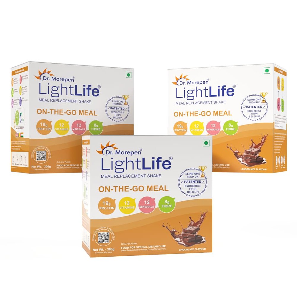 Dr. Morepen LightLife On-the-Go Meal by Dr.Morepen | Healthy Meal Replacement | Ideal for Men & Women | 19g Protein | 8g Fiber | 24 Essential Vitamins & Minerals | 15 Sachets