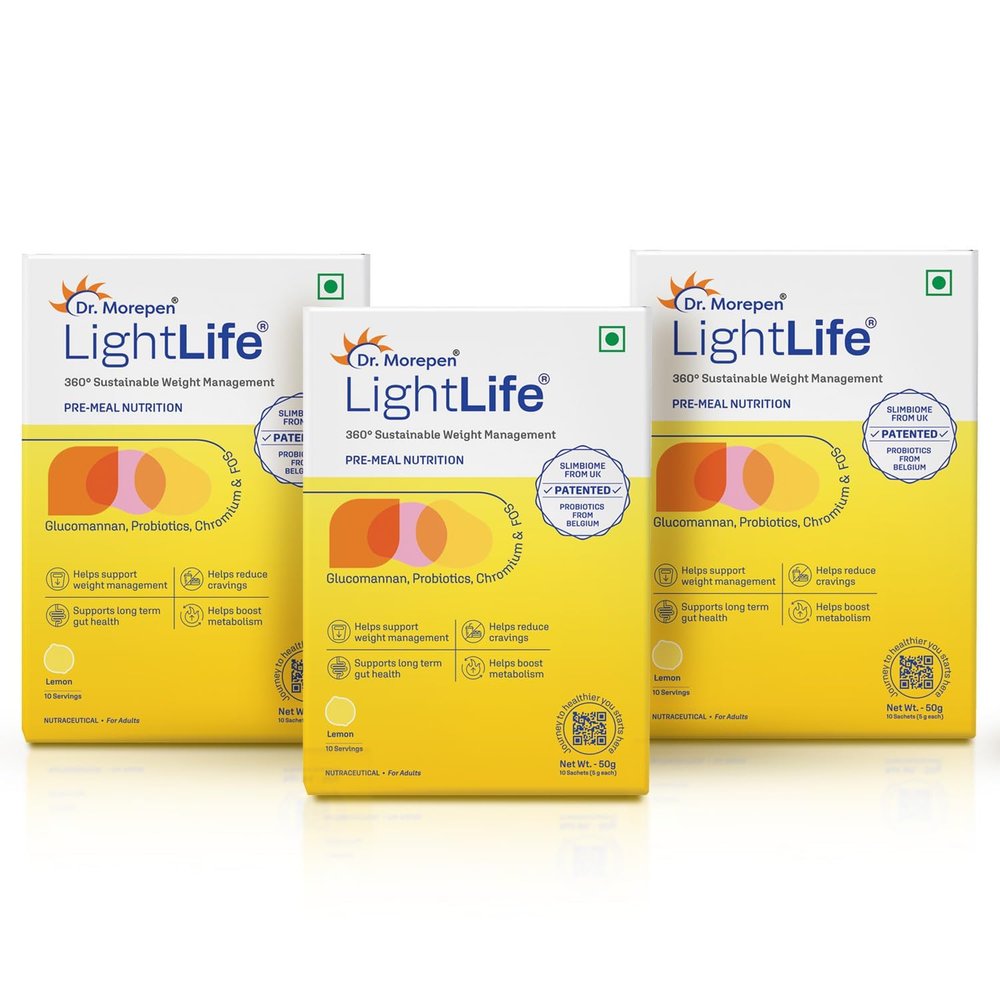 Dr. Morepen LightLife Pre-Meal Nutrition Mix | Controls Appetite & Reduces Cravings |For Men & Women | 30 Sachets | Lemon Flavors