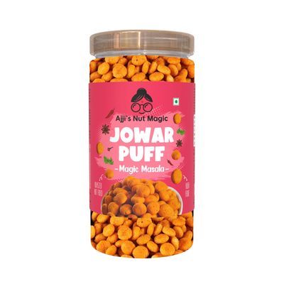 Ajji's Nut Magic Jowar Puff Magic Masala | Healthy Millet Snacks | Healthy Slow Roasted Tasty Snacks | Puffed Kernels | Ready to Eat | No Palm Oil | 0 Preservatives | Naturally Gluten Free | No added Sugar, No Trans-Fat | Savory Snack, Crunchy & Flav