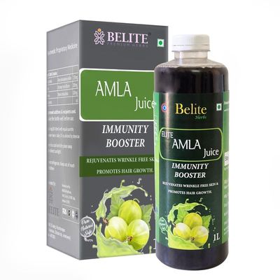 BELITE Amla Juice - Herbal Blend for Hair Thickness and Healthy Hair Growth | Improves Gut & Digestive Health | Scalp Nourishment & Anti Skin Aging | Antioxidants Drink- 1 Liter