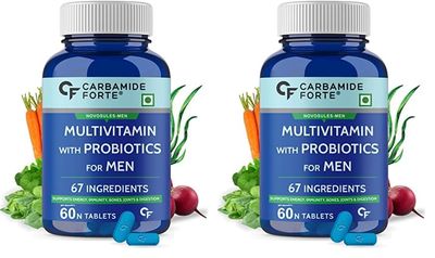 Carbamide Forte Multivitamin Tablet For Men With 67 Ingredients For Immunity & Energy|Multi Vitamin For Men With Probiotics,Multiminerals & Ginseng Extract - 60 Veg Tablets,2 Count,60 Capsules