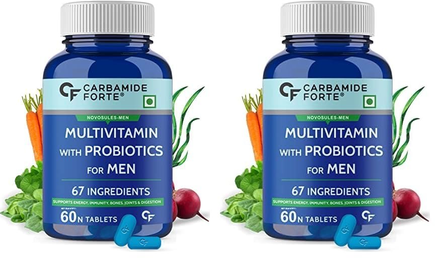 Carbamide Forte Multivitamin Tablet For Men With 67 Ingredients For Immunity & Energy|Multi Vitamin For Men With Probiotics,Multiminerals & Ginseng Extract - 60 Veg Tablets,2 Count,60 Capsules