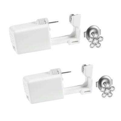2 Pack Self Ear Piercing Gun Earring Disposable Piercing Kit No Pain Easy Use Ear Piercing Gun Kit Tool with Daisy Flower Studs (Silver)