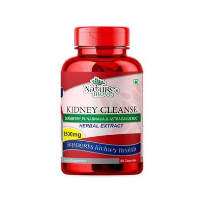 Natures Move Kidney Cleanse 1500mg with Astragalus, Punarnava & Cranberry for Men and Women | Stone Cleanser | Liver & Kidney Detox | Supports Digestion & Immunity (60 Capsules)