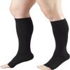 Compression Below Knee Open - toe 4 way stretch Socks Support Prevent Varicose Knee pain relief Veins Stocking Calf & Knee support For Men and Women. (BLACK, MEDIUM) view 1