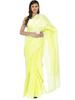 Lavangi Women's Lucknow Chikan Hand Embroidered Keel Work Cotton Saree With Blouse (Lemon Yellow) view 1