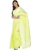 Lavangi Women's Lucknow Chikan Hand Embroidered Keel Work Cotton Saree With Blouse (Lemon Yellow) view 2