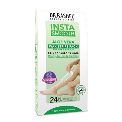 DR.Rashel Insta Smooth Aloe Vera Wax Strips Pack for face and body(24 Wax Strips)