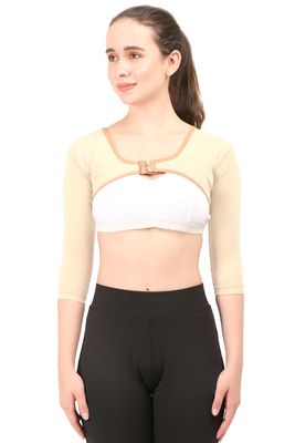 Dermapress Post Liposcution Arm Compression Garment || MICROPOLY FABRIC || Slimming Sleeves || Arms Posture Corrector || Shapewear || Post Surgical Arms Support (Skin, M)