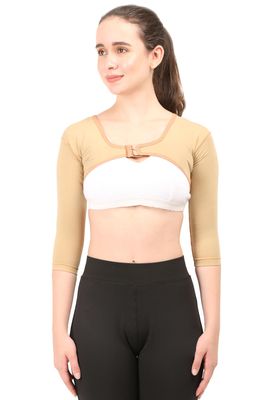 Dermapress Post Liposcution Arm Compression Garment || MICROPOLY FABRIC || Slimming Sleeves || Arms Posture Corrector || Shapewear || Post Surgical Arms Support (Beige, 4XL)