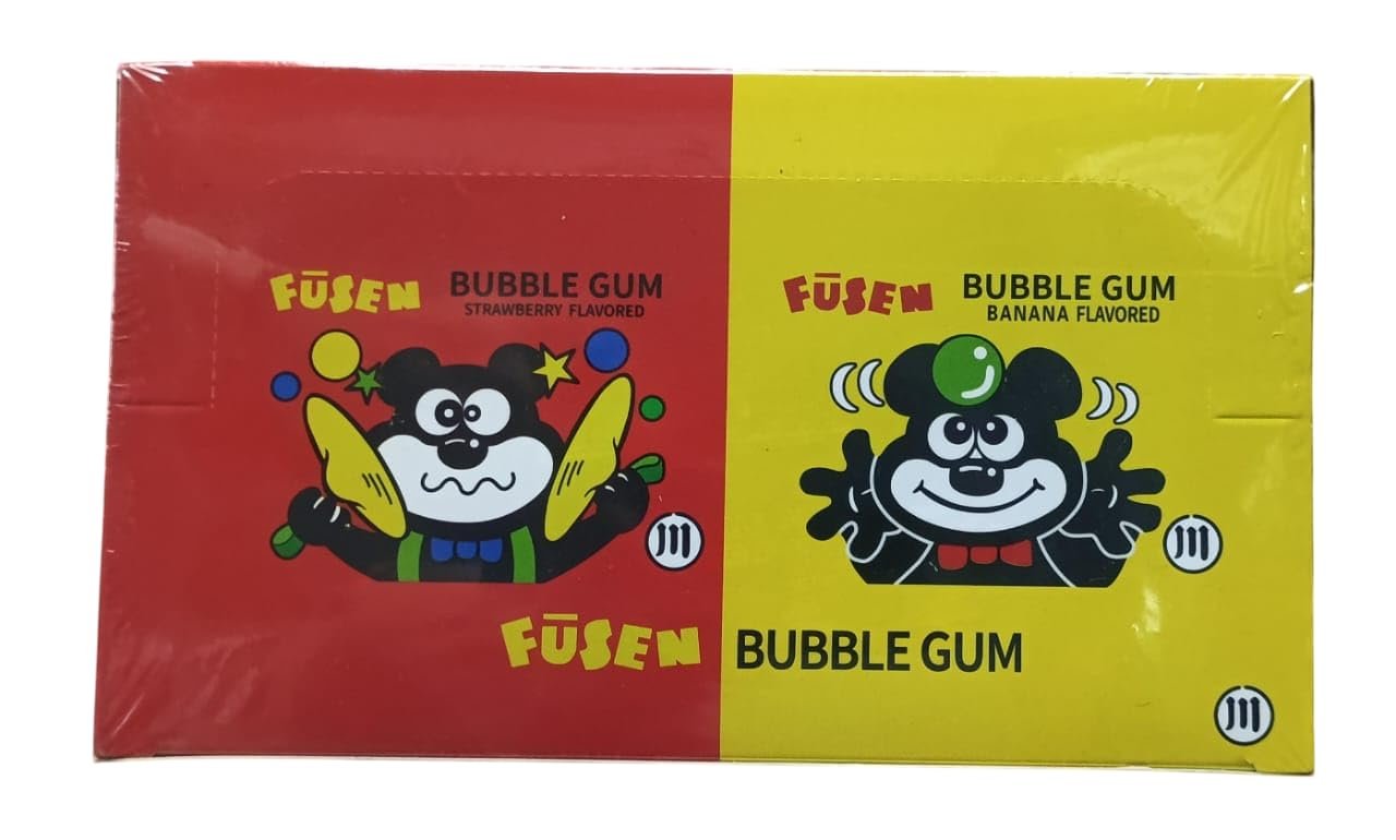 Fusen Bubble Gum, Strawberry and Banana Flavoured 24 Boxes Each Box Contain 5 Strips (From Japan)