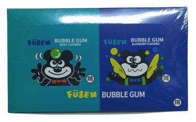 Fusen Bubble Gum, Mint and Blueberry Flavours Delightful Bubblegum With a Burst Of Blueberry & Mint Flavor 24 Boxes Each Box Contain 5 Strips (From Japan)