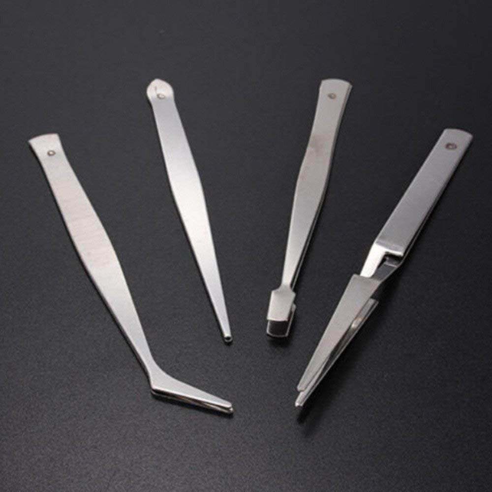 53 Arts 4PCS Stainless Steel Tweezer Set for Nail Art Precision and Detailing