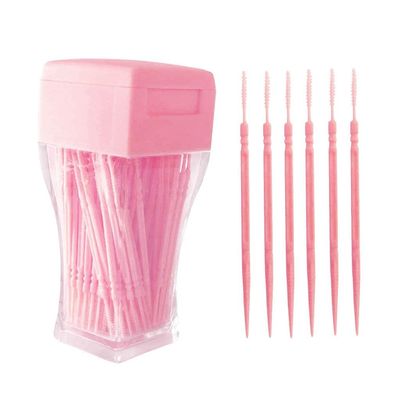 NavaFresh Basics 200Pcs Double Head Interdental Brush Dental Floss Teeth Oral Clean Pink