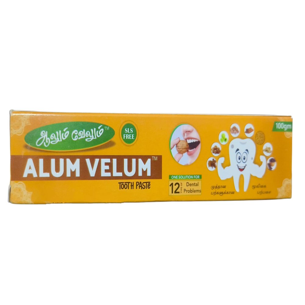 Alum Velum Tooth Paste, 100gm, SLS Free, One Solution for 12 Dental Problems | Vajradanti | Neem| for strong gums and bright teeth