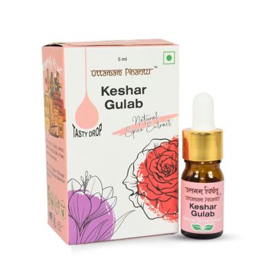 Uttamam Pibantu Tasty drops Keshar Gulab Saffron & Rose Spice Extract Blend for Sweets 5ml
